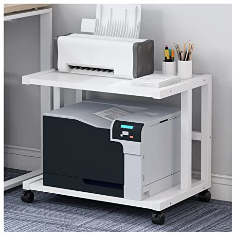 HASMI Druckerständer Mobiler Druckerständer mit Stauraum unter dem Schreibtisch, weißer rollender Druckertisch, Arbeitswagen mit Rollen for das Heimbüro Geeignet für Büros (Size : L48xD38xH45cm)