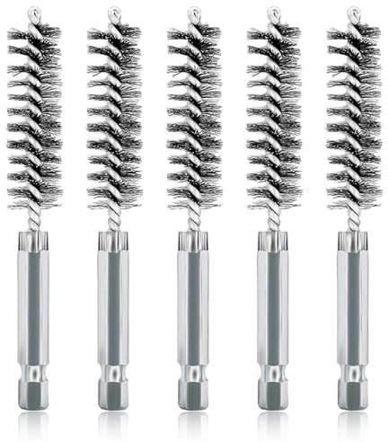 ASNOMY Lot de 5 brosses métalliques de 12 mm pour perceuse, différentes tailles, brosse cylindrique, avec tige hexagonale en acier inoxydable, brosse cylindrique pour perceuse, polissage, ponçage