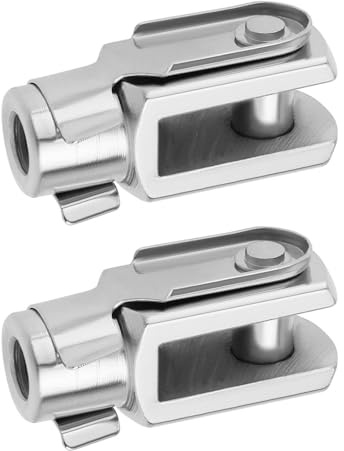 Be In Your Mind 2 piezas de rosca M8 x 1,25 de 42 mm de longitud, cilindro de aire, horquilla de extremo de horquilla, junta de yugo con pasador de resorte, conector en Y de acero chapado en zinc para