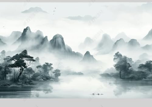 Papel tapiz fotográfico Paisaje natural del lago de montaña nevado Papel tapiz no tejido Mural de pared para sala de estar o dormitorio 200CM(Ancho) x140CM(Alto)