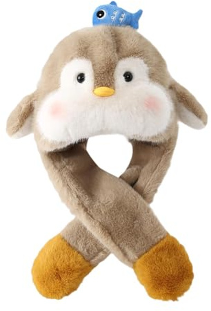 Harilla Gorro de Peluche con Orejas móviles, Accesorio para Cabeza de Animal para Disfraz de Cosplay, Caqui