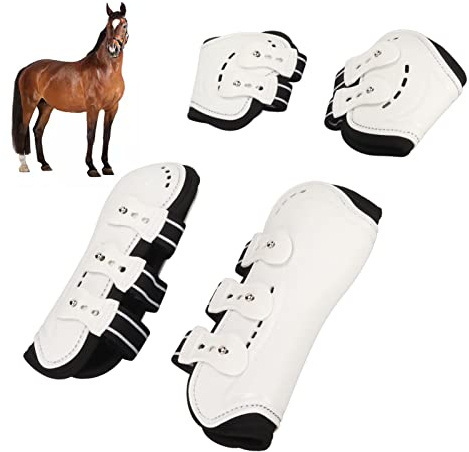EIMSOAH Guêtres pour Cheval, Bottes Arrière Doublées en Néoprène Respirant, Technologie Antidérapante et Boucle de Fixation pour L'entraînement de Saut d'obstacles et (Grande Taille)
