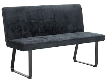 byLIVING Banc TALEA/Moderne recouvert de Tissu Gris foncé/Structure métallique époxy Noire/avec Dossier/L 140, H 92, P 59 cm