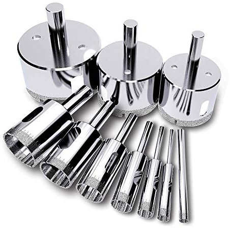 Cristal broca Sierra, (10 Piezas Diamante Sierra Remover Herramientas), Juego de Taladro Diamante para vidrio, porcelana, cerámica, granito piedra broca 4–50mm by AniSqui