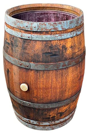 Temesso Barril de Lluvia rústico 225 litros Abierto con Tratamiento de Aceite, depósito para Agua de la Lluvia (Barril Abierto sin Tapa)