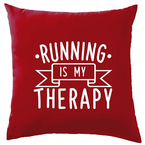 Dressdown Running Is My Therapy - Cushion/Pillow (with Insert) - 41 x 41cm (16) - Red - One Size