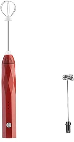 Montalatte portatile, montalatte elettrico portatile, frusta for schiuma di caffè in acciaio inox, frusta for bevande al latte e caffè(Rosso)