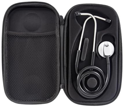 Hard Stethoscope Case for 3M Littmann Classic III,Lightweight II S.E, MDF Acoustica Stethoscope,Large Stethoscope Travel Case Compatible with Mesh Bag for Nurse Accessories Gauze (Black)
