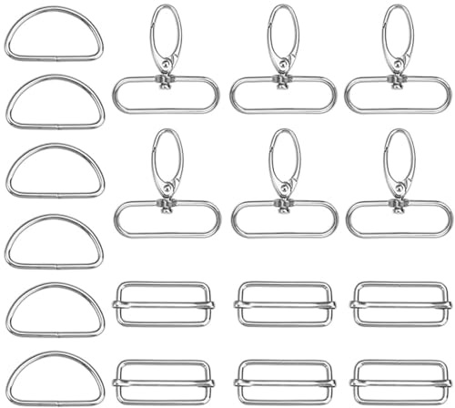 TRLREQ Confezione da 18 fibbie per borse, accessori per borse, accessori per cucito, ganci a scatto per borse, anelli a D con fibbia scorrevole