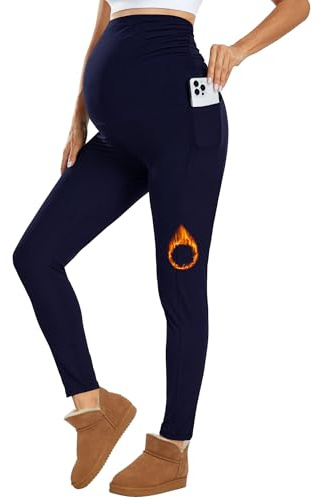 Ymmott Leggings Premaman da Donna a Vita Alta con Tasche Opachi Leggins per Gravidanza Elasticizzati per Donne Incinte Pantalone Premaman