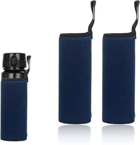 2 bolsas térmicas para botellas, fundas térmicas para botellas de agua, ideales para deportes al aire libre y camping, color azul marino