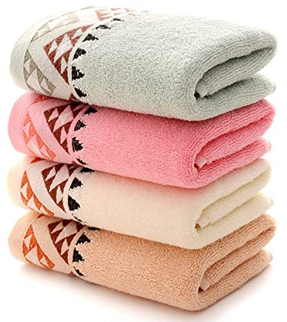 Qrity Lot de 4 Serviettes de Bain 100% Coton – Serviettes Polyvalentes à Haute Absorption (Variété), pour la Plage, Le Bain, 35cm x 75 cm