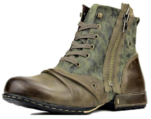 COWSDELLA Herr Stövlar Motorcykel Chukka Mode Känga Läder Vandring Combat Boots för Män Dragkedja