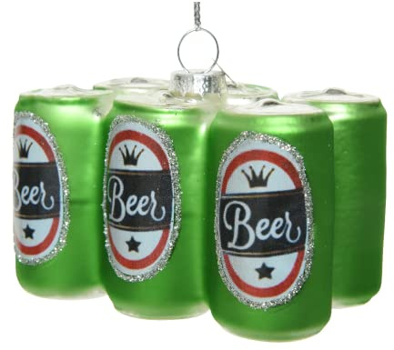 Christbaumschmuck Glas Bierdosen 9cm Männer Alkohol mundgeblasen grün