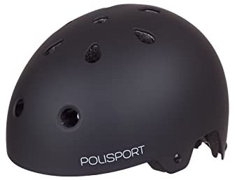 POLISPORT 8742600001 - Urban Pro Helm Fahrrad BMX Skate Skateboard für Erwachsene verstellbare Größe L (55-58cm) mit CE-Zertifizierung in Farbe Schwarz
