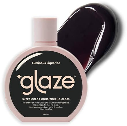 Glaze Supergloss Color Conditioning Gloss – Hydrating Semi-Permanent Color Hair Gloss & Shine Boost – Color Depositing Mask - Vegan, Cruelty-Free – 190ml - Luminous Liquorice - Rich Black