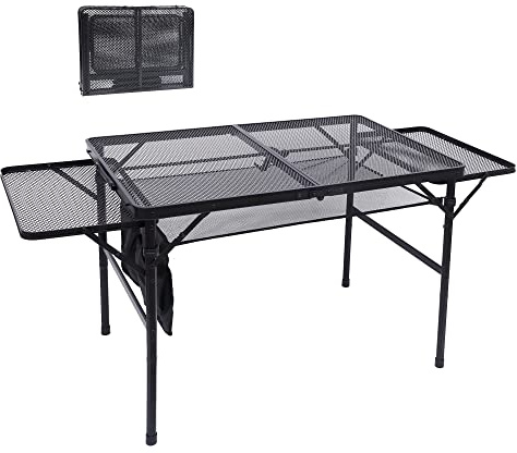 Nice C Folding Grill Table, Camping Table, Tailgate Tables, Grill Tables, Outdoor, Metal Folding Adjustable Height&Width, Mesh Net, Carry Handle