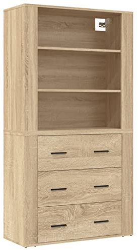 vidaXL Highboard, Sideboard mit viel Stauraum, Mehrzweckschrank Kommode Wandmontage, Schrank Beistellschrank für Wohnzimmer, Modern, Sonoma Eiche Holzwerkstoff
