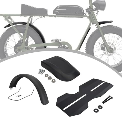 JFG RACING Super 73 Fenders, Black Plastic Mud Guards for Electric Bike Super 73 S1/S2/RX, Front Middle Rear Fender Set