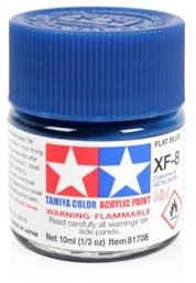 Tamiya Acrylic Mini XF-8 Flat Blue 10ml Paint Bottle