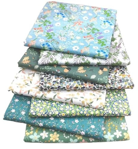 Qivine 8 Piezas Tela de Algodón, 50 * 50cm Paquetes de Tela, Impresiones de Tela de Algodón, Telas de Algodón Patchwork para Acolchar Costura Patchwork para Proyectos de Artesanía de Bricolaje (D)