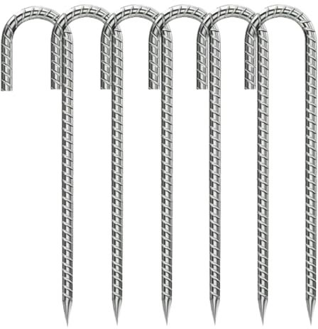 LANSKYLAN 6 Stück Bodenanker Heringe Erdanker 30cm J Haken Zeltnägel Haken Trampolin Befestigung Boden Stabil Zeltheringe Verzinkter Stahl Erdnagel für Camping Zelten Trampolin Vordächern Outdoor