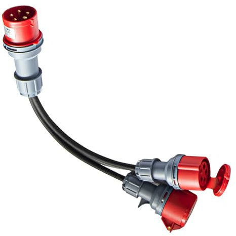 Adaptateur CEE 32A à 16A,50cm câble de rallonge,5 pôles fiche câble de rallonge, fiche courant fort inverseur de phase, pour l'industrie, l'extérieur