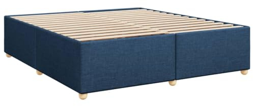 vidaXL Sängram utan madrass blå 200x200 cm tyg, sängbotten, plattformssäng, stoppad sängram, sovrumsmöbler, dubbelsäng, sängram av tyg