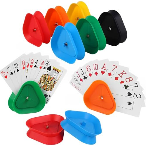 AHEJIOO 6 Stück Kartenhalter Kinder, Spielkartenhalter Kunststoff Wiederverwendbar,Karten Halter für Senioren Erwachsene und Kinder, Kartenhalter Spielkarten, Kartenständer