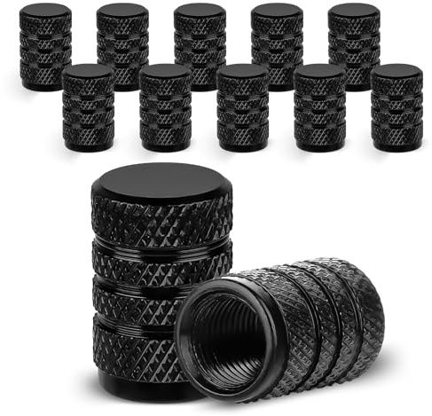12 Stück Ventilkappen Auto Ventildeckel, Aluminium Auto-Reifen Ventil Autoventil Kappe Autoventil Radventilkappen Schwarz Ventilabdeckung für Autos Motorrad Fahrrad