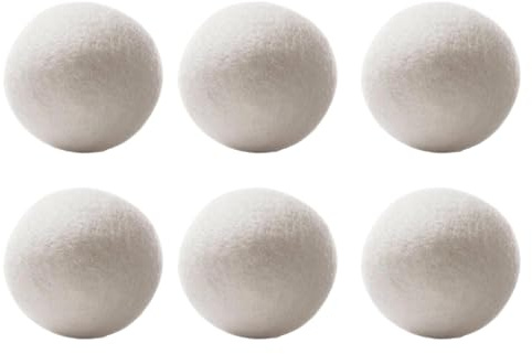 Juego de 6 bolas de lana para secadora, suavizante de tela natural, bola suavizante reutilizable, reduce las arrugas de la ropa y ahorra tiempo de secado