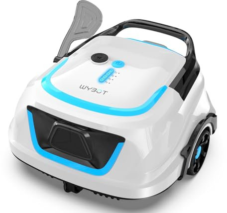 WYBOT A1 Robot Piscina Fuori Terra Intelligente, 120 Minuti Autonomia, Sistema Doppia Turbina, 100㎡ per Famiglie, Esperto Pulizia Fondo Piscina, Bianco Blu