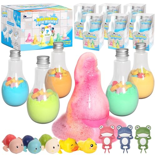 FIREKOTO®Kids Bath Bombs kit - 6pcs Bubble Bottles & 2pcs Surprise Box Toy,Interactive Science Toys for Kids,Fun Bubble Bath gift丨Idea Birthday Gifts for Girls Boys-8-Pack