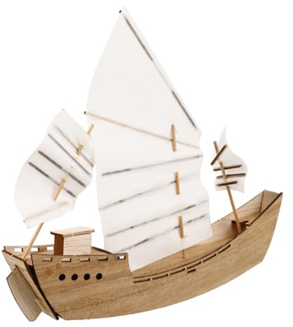 iplusmile Kit De Modelo De De Madera DIY para Niños 8.07X5.11X1.37 Pulgadas Juego Educativo De Construcción Manualidades Familiares Decoración Mini Barcos