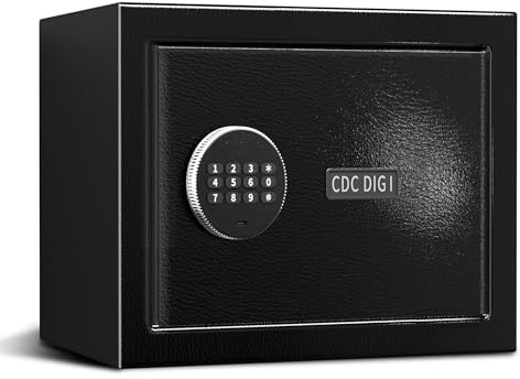 CDC DIGI 34L Digital Electronic Cash Money Safe Box, Wall-Mountable Alloy Steel with Smart Alarm. High-Security Home Cabinet Safe for Home/Enterprise