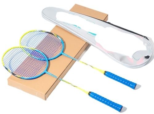 WANGBINGXING Badminton Set Raqueta de bádminton Ligera Fibra Carbono, Velocidad, Durabilidad y Entrenamiento Profesional, 2 Unidades por Lote(2pcs-Blue-Sacks)