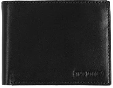 Steve Madden Slim Leather Wallet for Men with Extra Capacity Attached Flip Pockets