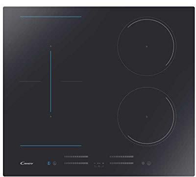 Candy CMC644TP Piano Cottura a Induzione, 4 fuochi, Vetroceramica, da Incasso, Flex Zone, Touch, con Limitatore di Potenza, Blocco Sicurezza Bambino, 59x60x52 cm, Nero