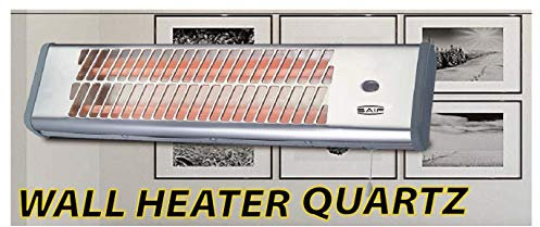 Wall Heater Bathroom Patio Quartz Chrome Sliver Suitable Wall Mounted Garage Workshop Laundry room Electric Heater Halogen Quarts 2 settings pull 600w /1200w 3pin UK BS plug