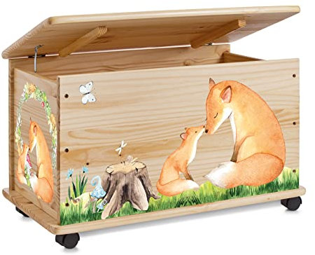 Farbklecks-Collection Spielzeugkiste Fuchs - Spielzeugkiste Holzkiste Kinderzimmer Deko personalisierbar