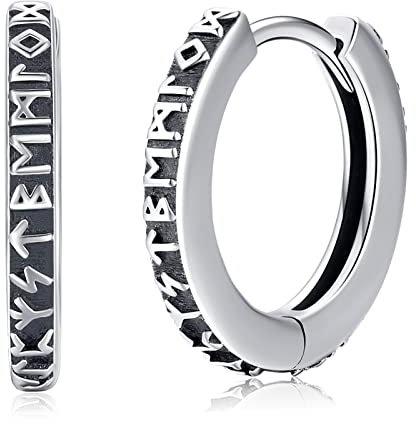 Eusense Wikinger Creolen Herren aus 925 Sterling Silber, Nordischer Rune Herren Ohrringe Wikinger Schmuck Geschenke für Männer und Frauen