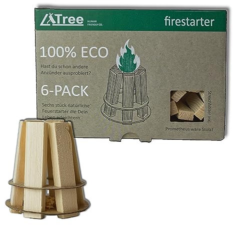 LaTree Bio Anzünder Feuer Starter - 6 Stück - Öko Grillanzünder, Kaminanzünder, Feueranzünder, Grillanzünder. Anzünder - Anzündhilfe für Holz, Grill, Kamin, Holzkohle, BBQ, Camping.