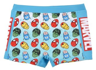 Marvel Avengers Short de Bain Garçon, Maillot de Bain Spider-Man Hulk Iron Man Captain America Design, Boxer de Bain pour Garçon, Taille 10 Ans, Bleu
