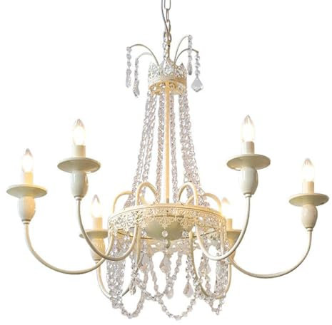 YFMYY 33,4'' Cremefarbener moderner Kristall-Kronleuchter, 6-flammige Kerzenleuchter-Kronleuchterbeleuchtung, große hängende Deckenleuchten für Schlafzimmer, Wohnzimmer, Esszimmer