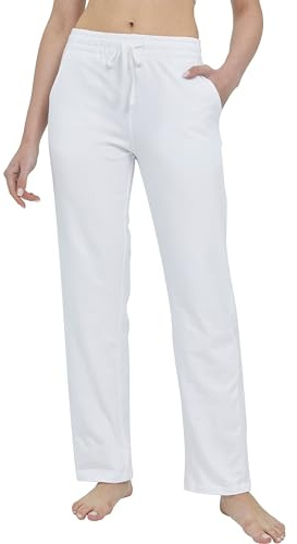 WILLIT Pantalones de chándal para mujer, de algodón, pantalones de yoga, pantalones abiertos, pantalones de ocio, pierna recta, pantalones deportivos atléticos, pantalones de entrenamiento, con