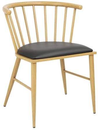 Bolero Harrowdene Side Chairs Padded Metal Wood Effect (2 pack) - Kitchen, Living Room Chair Set FU528