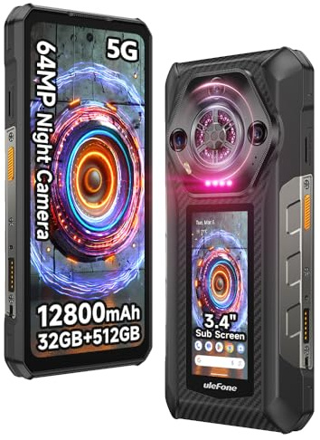 Ulefone Armor 30 Pro Outdoor Handy 5G Dual-Screen, 32GB+512GB/2TB, 6,95 FHD+ 120Hz & 3,4 Sekundärdisplay, 12800mAh 66W, 50MP+64MP Nachtsicht+32MP, Android 14, WiFi 6E/NFC/GPS/Fingerabdruck/Face ID