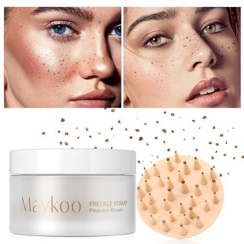 Sommersprossen Stempel Wasserfest, Faux Freckles Stamp, Sommersprosse Makeup mit Pinsel, Luftpolster Fake Freckle, Schweißfest Langlebiger, für Natürliche Mühelose Sunkissed Make-up, 15g(Dunkelbrau)