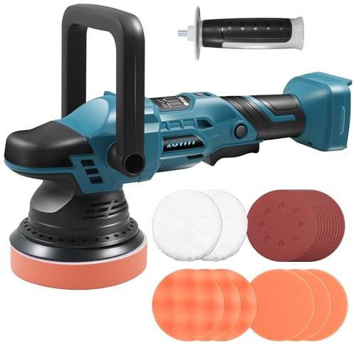 ZUYIYI Cordless Car Buffer Polisher for Makita 18V Battery (Not Included), 5 Inch Orbital Polisher, 6 Variable Speed, Buffer Waxer Kit for Car Boat Detailing, Polishing, Scratch Removing