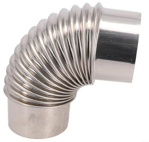 Codo de tubo de humo de acero inoxidable para uso con estufas y chimeneas Diseño fuerte y confiable (90 mm)